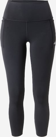 ADIDAS PERFORMANCE Skinny Sportbroek 'Optime Luxe' in Zwart: voorkant