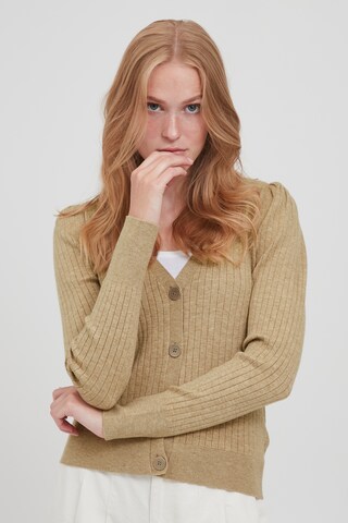 b.young Gebreid vest 'BYNAKTA RIB CARDIGAN 2' in Beige: voorkant