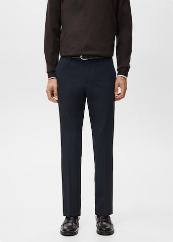 MANGO MAN Slim fit Pleated Pants 'Bologna' in Blue: front