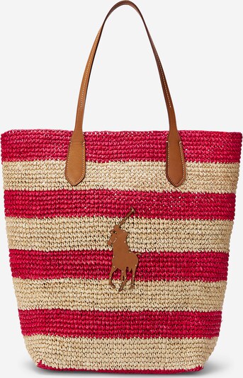 Polo Ralph Lauren Μεγάλη τσάντα σε μπεζ / καφέ / κόκκινο, Άποψη προϊόντος