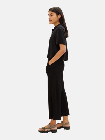 Wide leg Pantaloni de la TOM TAILOR pe negru