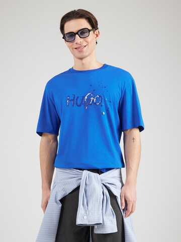 HUGO Тениска 'Nierofix' в синьо: отпред