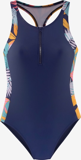 LASCANA ACTIVE Maillot de bain sport en XXXL en bleu marine / violet pastel / orange, Vue avec produit