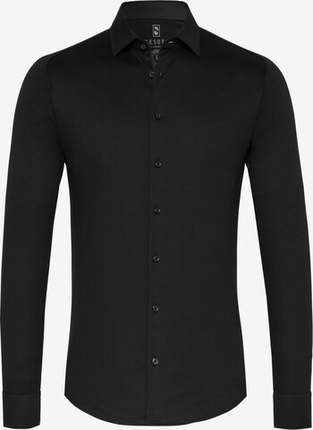 DESOTO Slim fit Button Up Shirt in Black: front