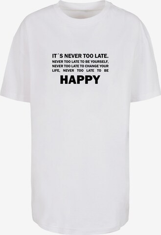 Merchcode Shirt 'Never Too Late' in Wit: voorkant