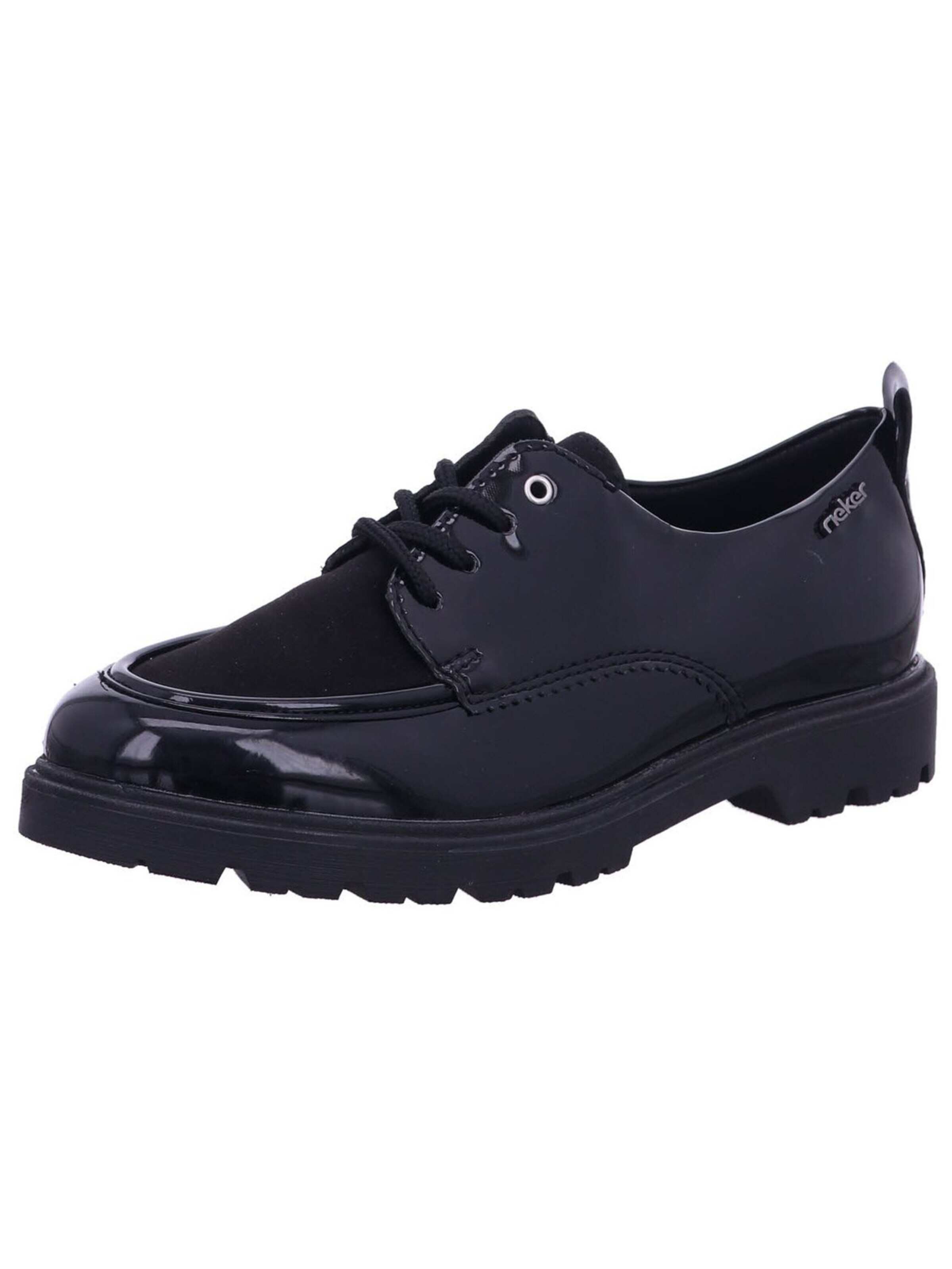 Scarpa stringata 'Schnürschuh Damen 45500 00 Kunststoff (Synthetik) in schwarz' di Rieker in nero: frontale