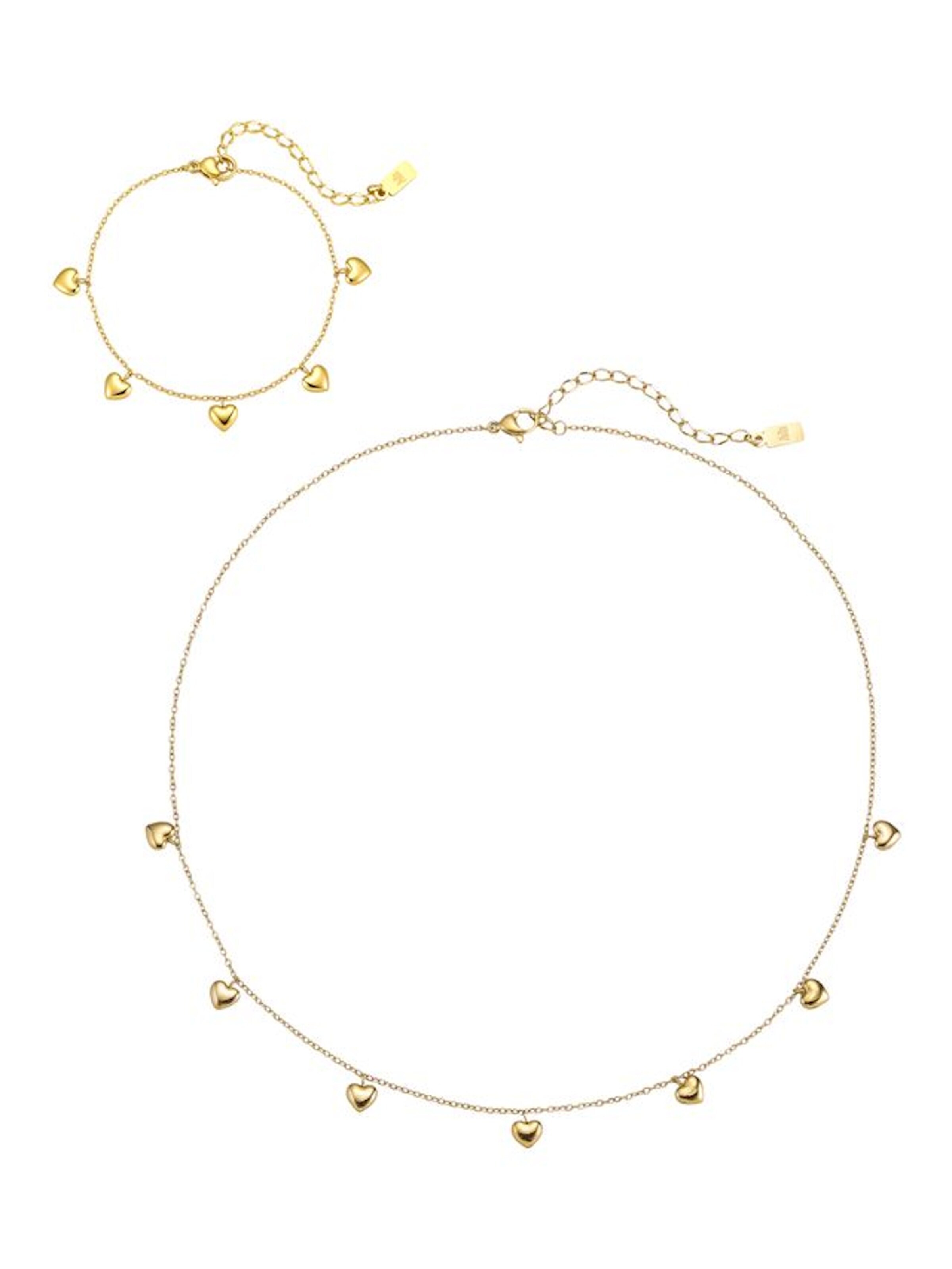 Set di gioielli 'Heart Vibes' di Hey Happiness in oro: frontale