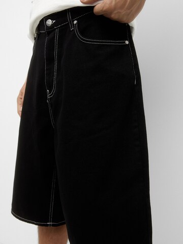 Pull&Bear Wide Leg Shorts in Schwarz