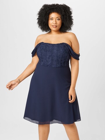 Robe de cocktail 'Cheri' Chi Chi Curve en bleu : devant