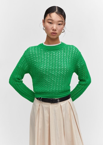 MANGO Sweater 'Forks' in Green: front