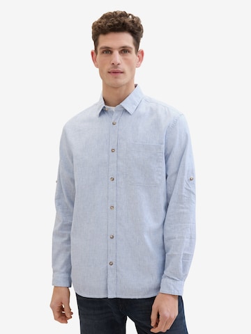 TOM TAILOR Comfort fit Button Up Shirt in Blue: front