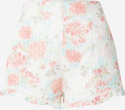Pimkie Shorts 'FLEUR' in türkis / pastellgrün / rosé / weiß, Produktansicht