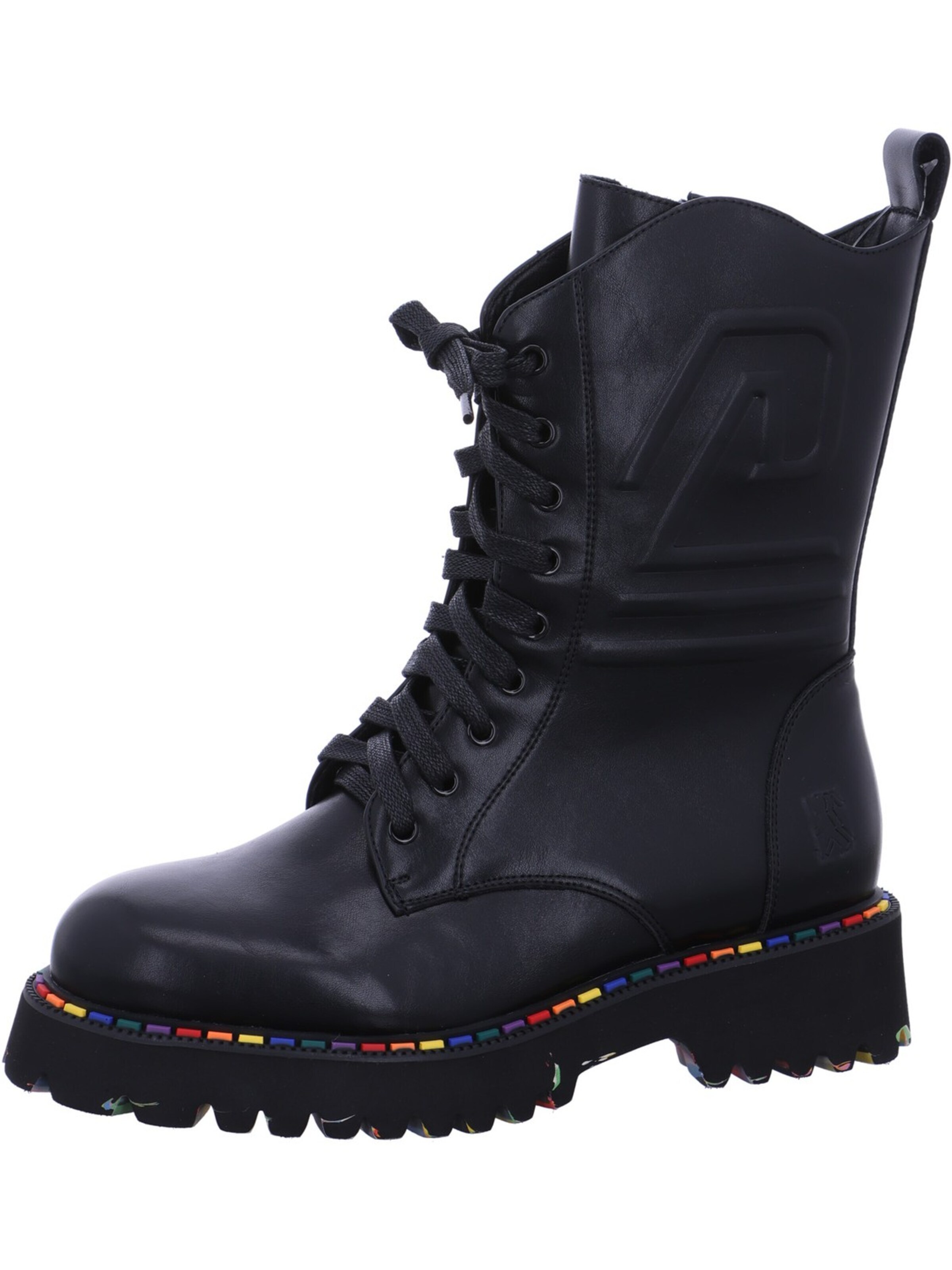 2GO FASHION Lace-Up Ankle Boots in Black: front