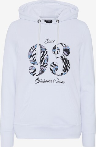 Oklahoma Jeans Hoodie ' mit gemustertem Motiv ' in Weiß: predná strana