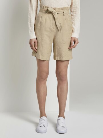 Regular Pantalon à pince TOM TAILOR en beige : devant