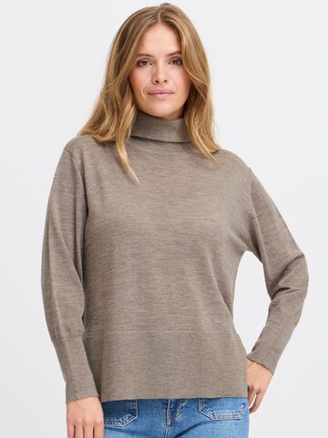 PULZ Jeans Trui 'PZSadie' in Bruin: voorkant