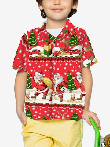 Regular fit Camicia 'Christmas Border Print' di King Kameha in rosso: frontale