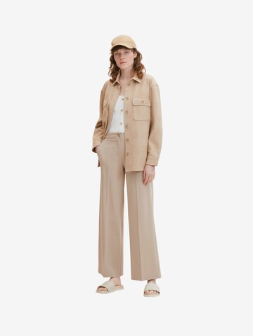 TOM TAILOR Wide leg Pleated Pants 'LEA' in Beige