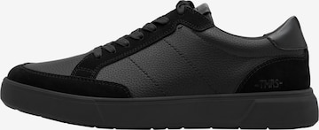 Tamaris Sportieve veterschoen 'Niedrige Sneaker aus Leder' in Zwart: voorkant