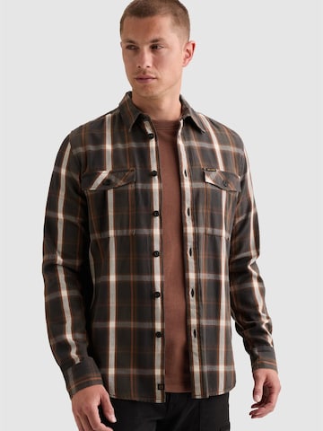 PME Legend Regular Fit Skjorte 'Shirt with lumberjack check pattern and herringbone texture' i brun: forside