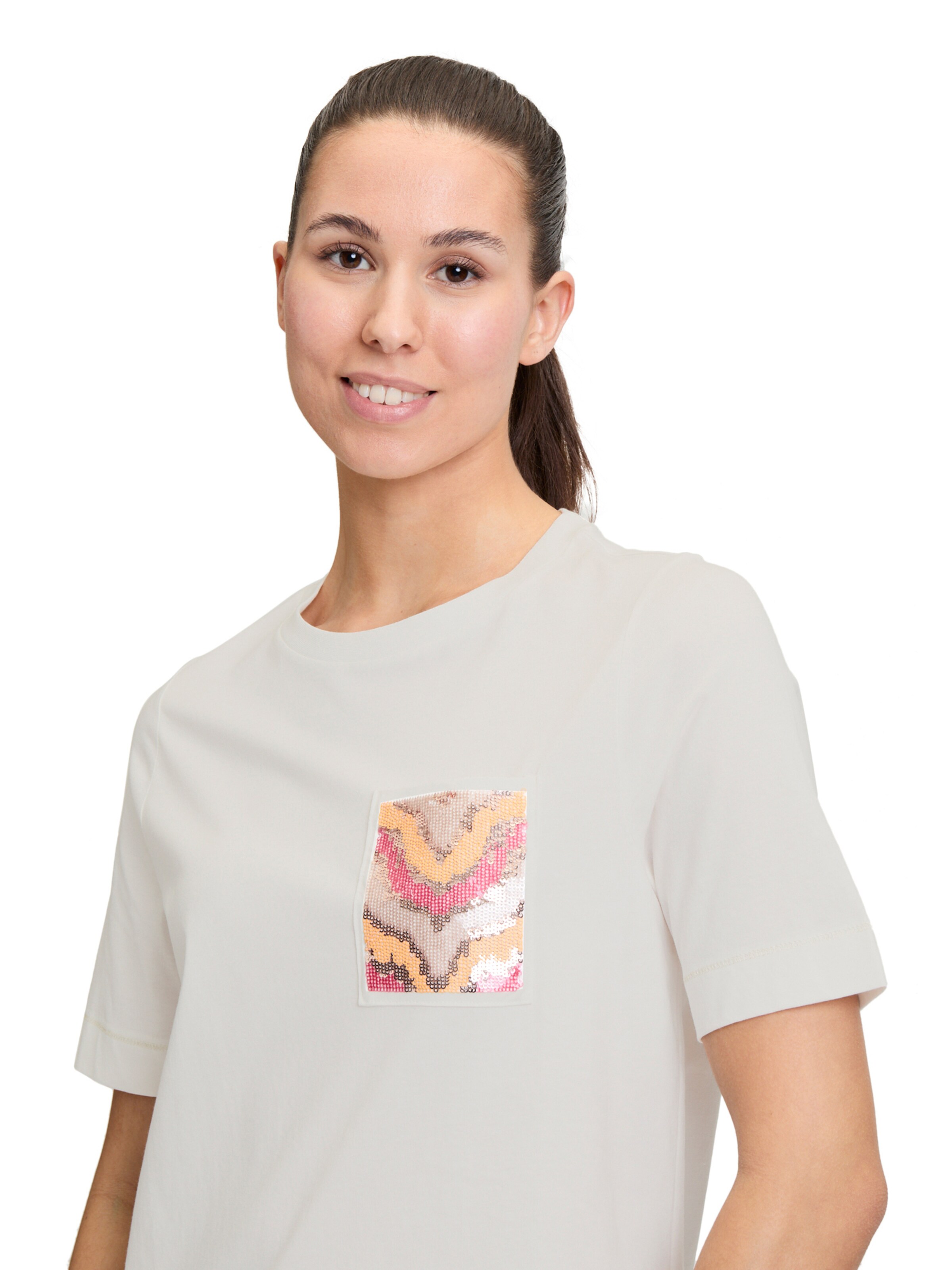 Cartoon Halbarm-Shirt mit Rundhalsausschnitt in Weiß