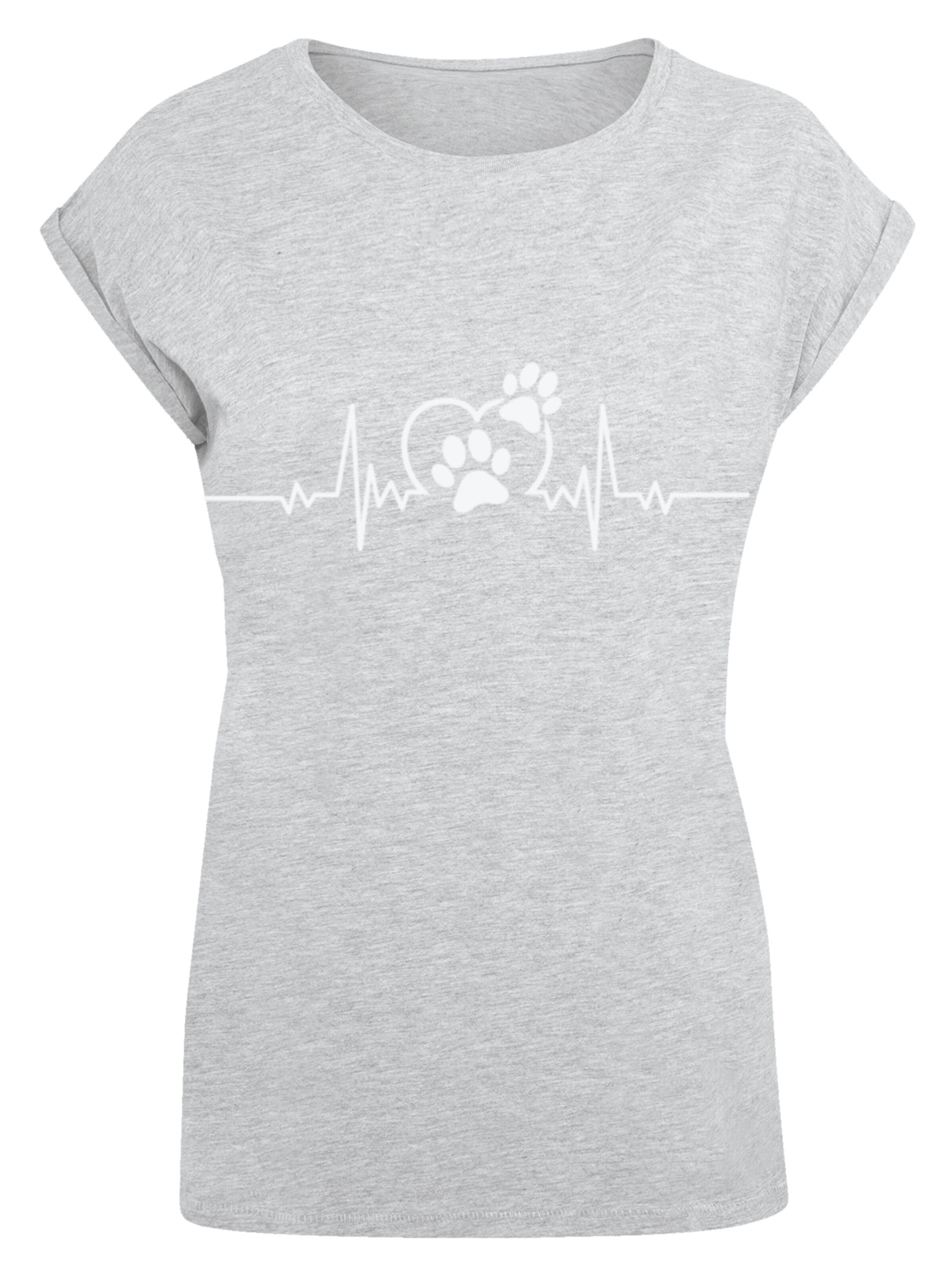 F4NT4STIC Shirt 'Heartbeat Dog Love' in Grijs: voorkant