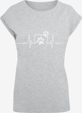 F4NT4STIC Shirt 'Heartbeat Dog Love' in Grijs: voorkant