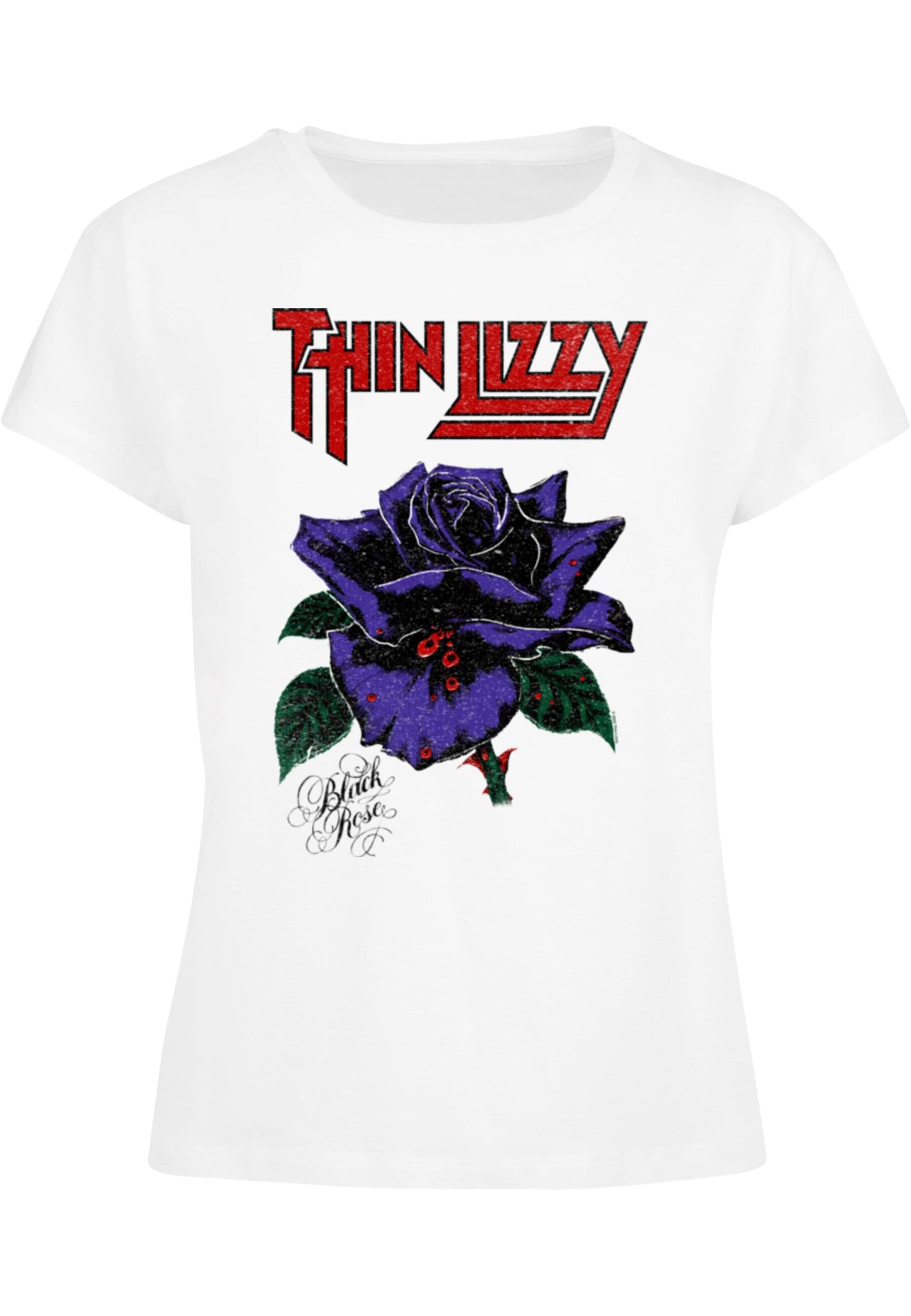Merchcode Shirt 'Thin Lizzy - Rose' in Wit: voorkant