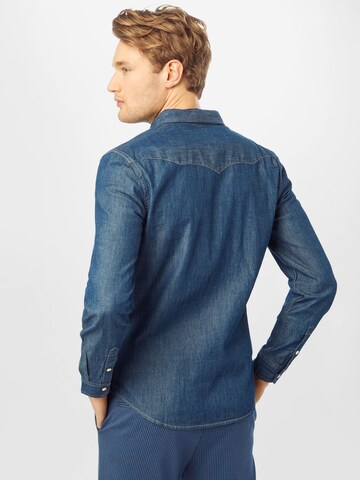 Coupe slim Chemise 'WESTERN SHIRT' WRANGLER en bleu