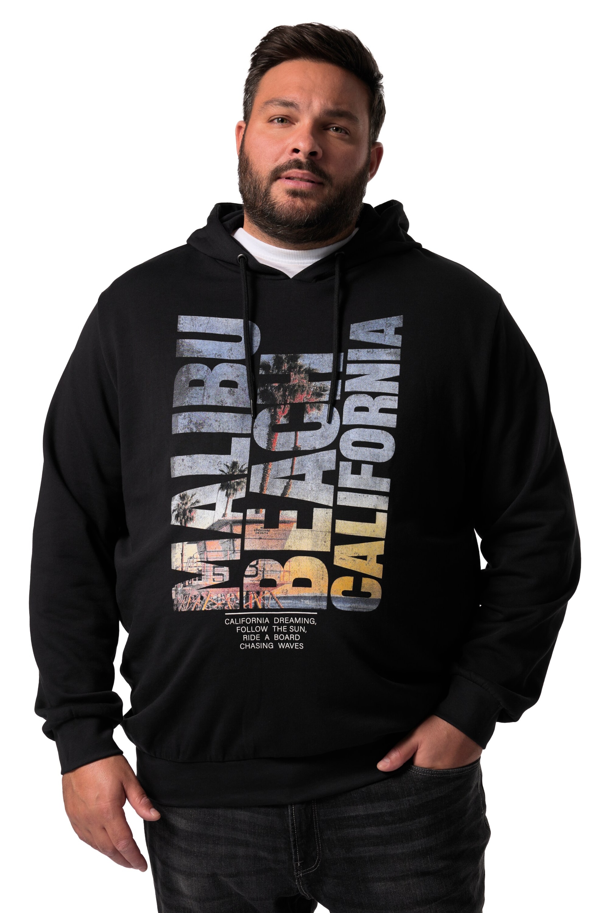 Men Plus Sweatshirt in Zwart: voorkant