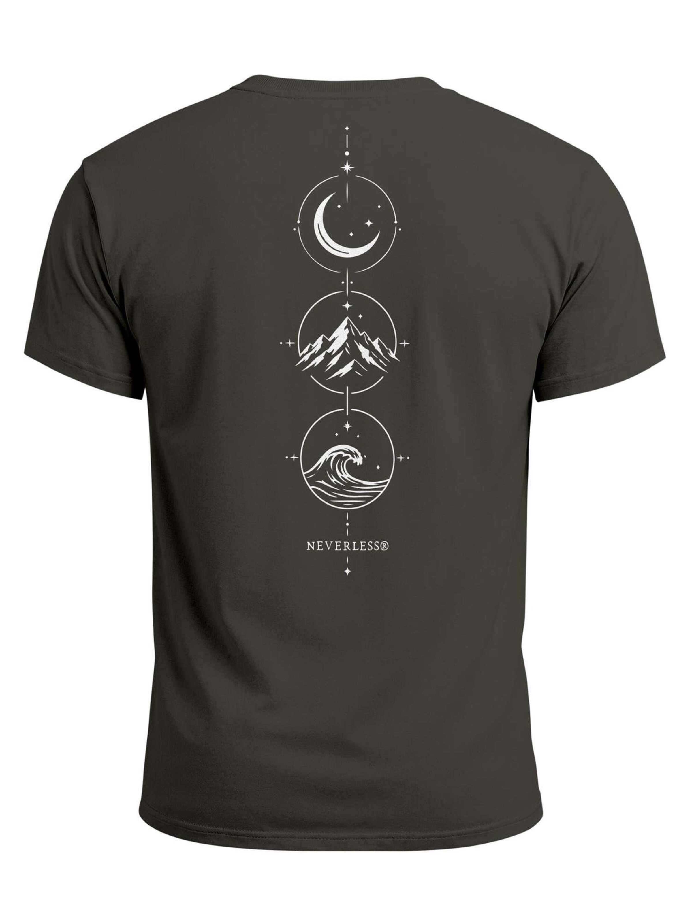 Neverless Shirt 'Berg Mond Welle' in Grey: front
