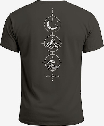 Neverless Shirt 'Berg Mond Welle' in Grey: front