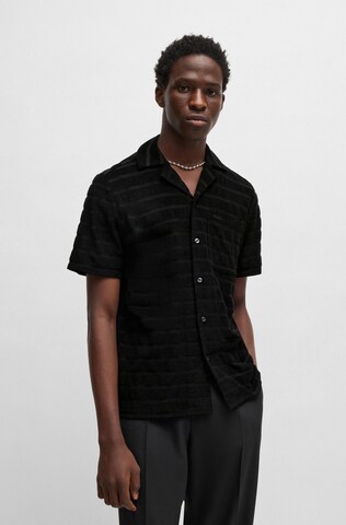HUGO Regular Fit Hemd 'Ellino' in Schwarz: Vorderseite