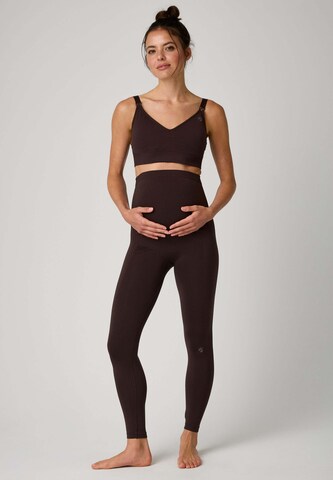 OCEANSAPART Skinny Workout Pants 'Mila' in Brown: front