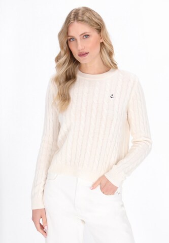 Pull-over DreiMaster Maritim en blanc : devant