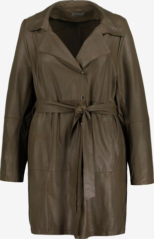 Ulla Popken Between-Seasons Coat in Brown: front