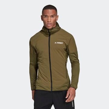 ADIDAS TERREX Athletic Fleece Jacket 'Skyclimb' in Green: front