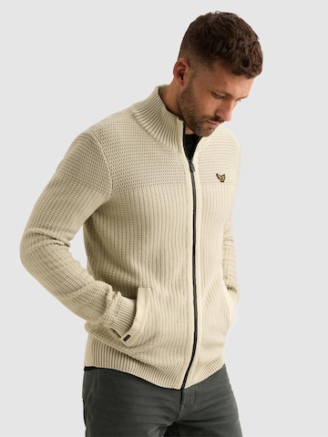 PME Legend Gebreid vest 'Cardigan with zipper closure and flight pocket' in Beige