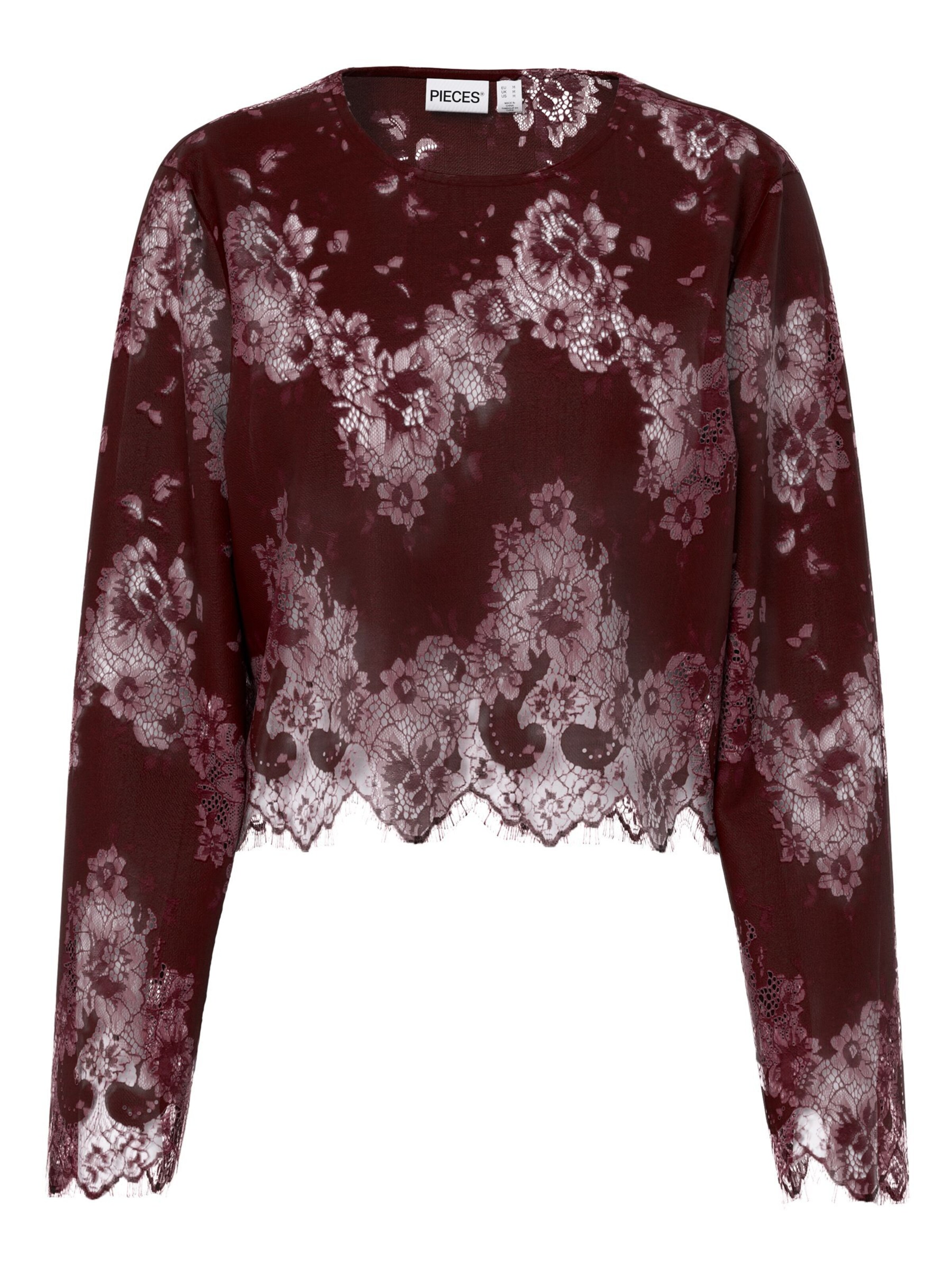 Camicia da donna 'PCRINNE SPITZEN' PIECES di colore rosso vino, Visualizzazione prodotti