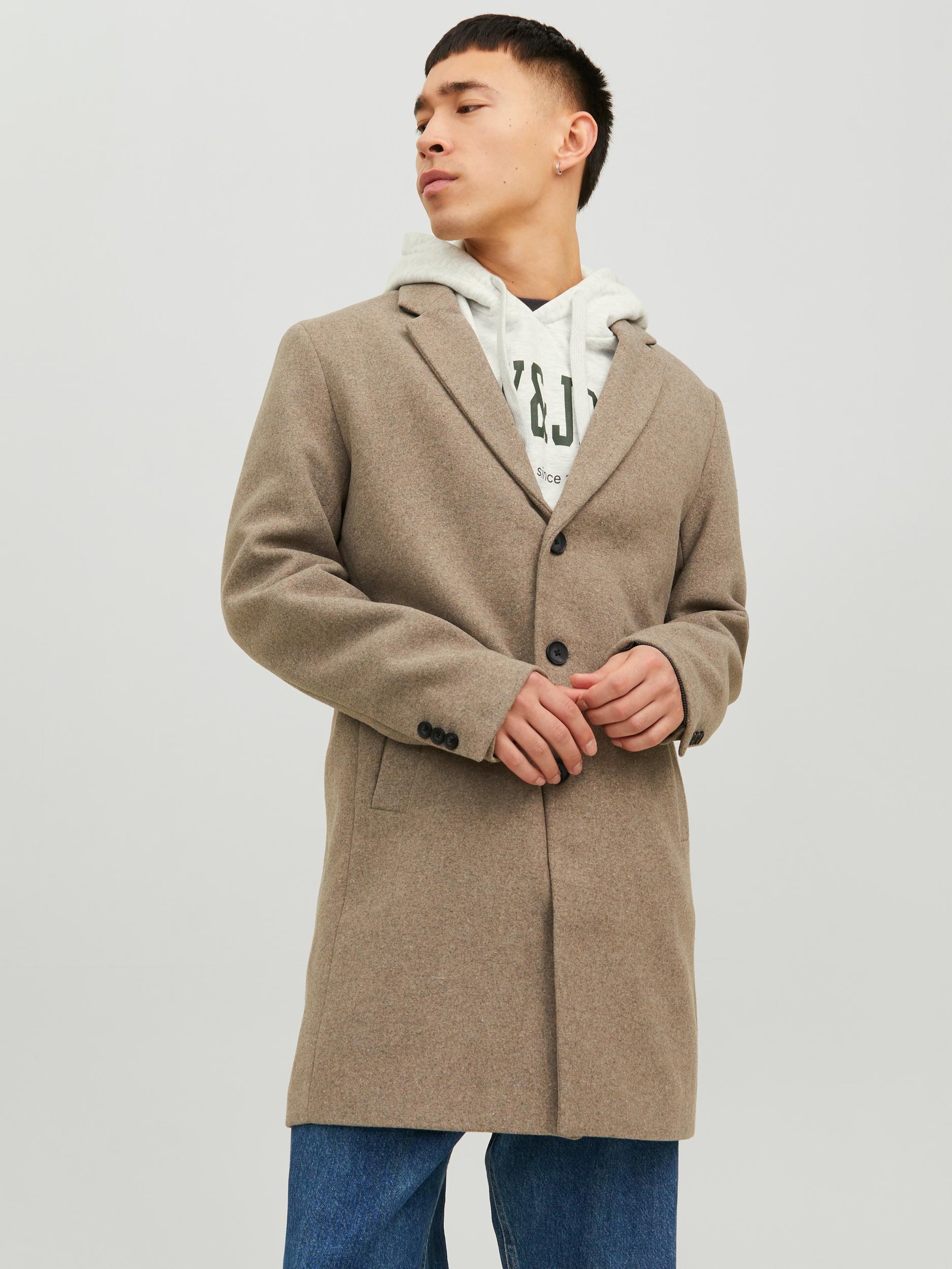 JACK JONES Between-Seasons Coat 'Morrison' in Greige ABOUT YOU