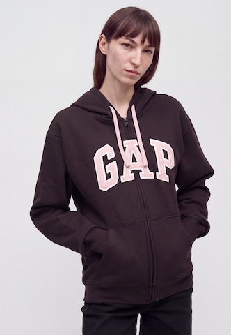 Gap Tall - Sudadera con cremallera 'HERITAGE' en marrón: frente