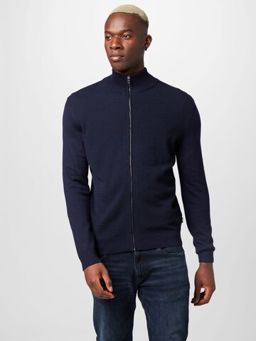 BOSS Black Knit Cardigan 'Ladriano' in Blue: front