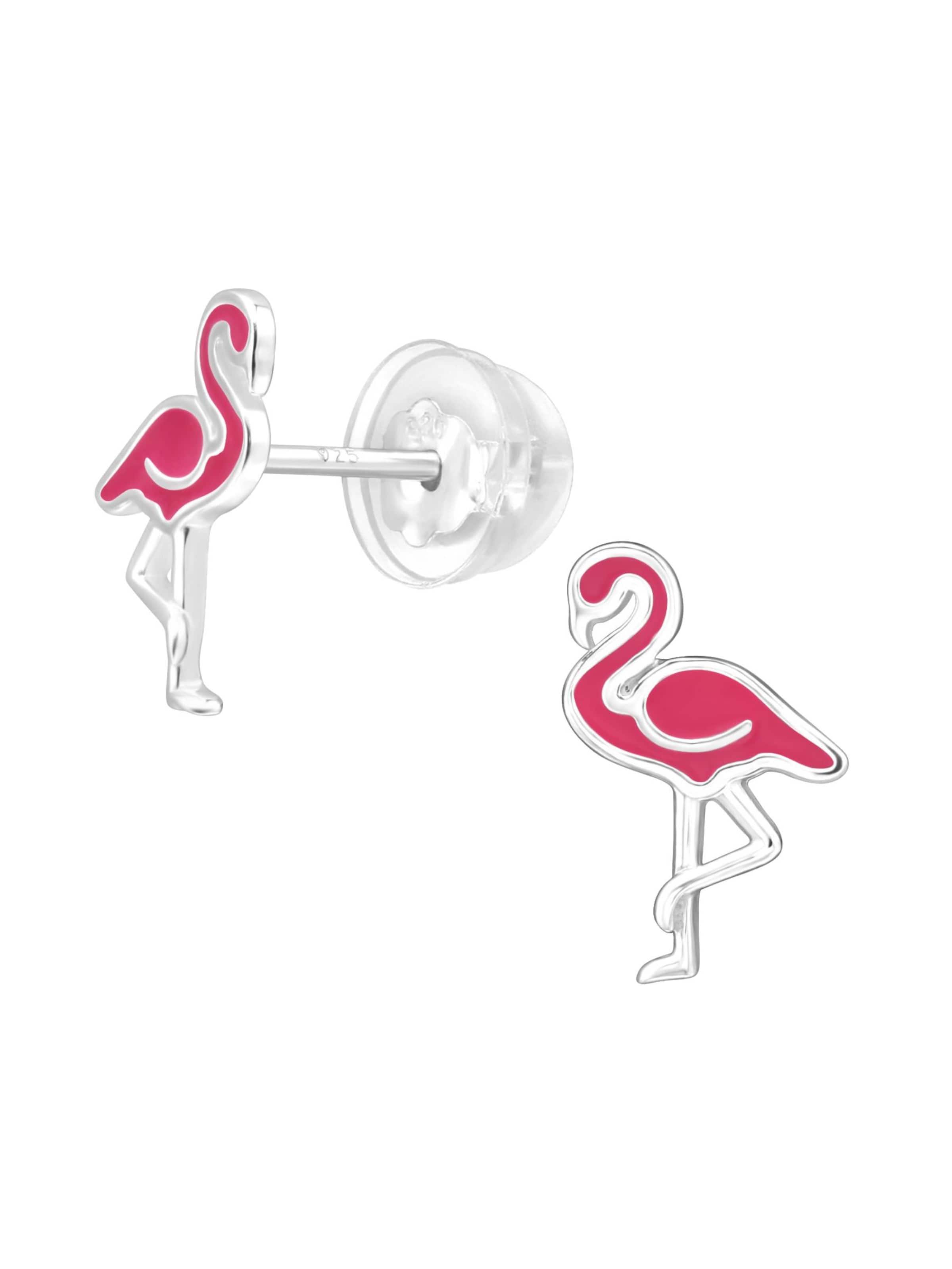 Maxte Ohrringe 'Premium Kinder-Ohrstecker Flamingo aus Sterling Silber mit Epoxidharz'‌‌‌‌‌‌‌‌ in Pink: Vorderseite