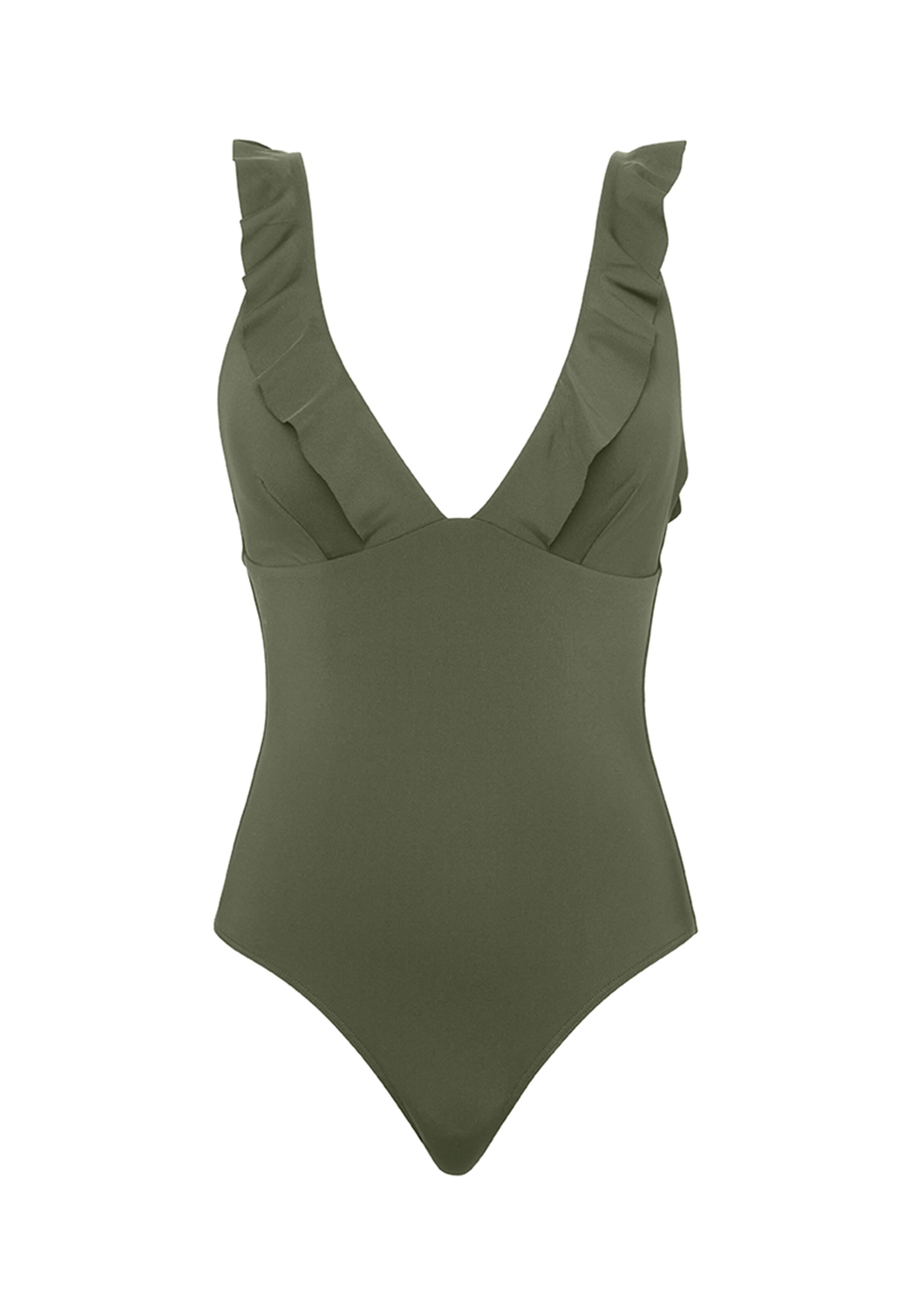 SEA LEVEL Triangel Badpak 'Frill Essentials' in Groen: voorkant