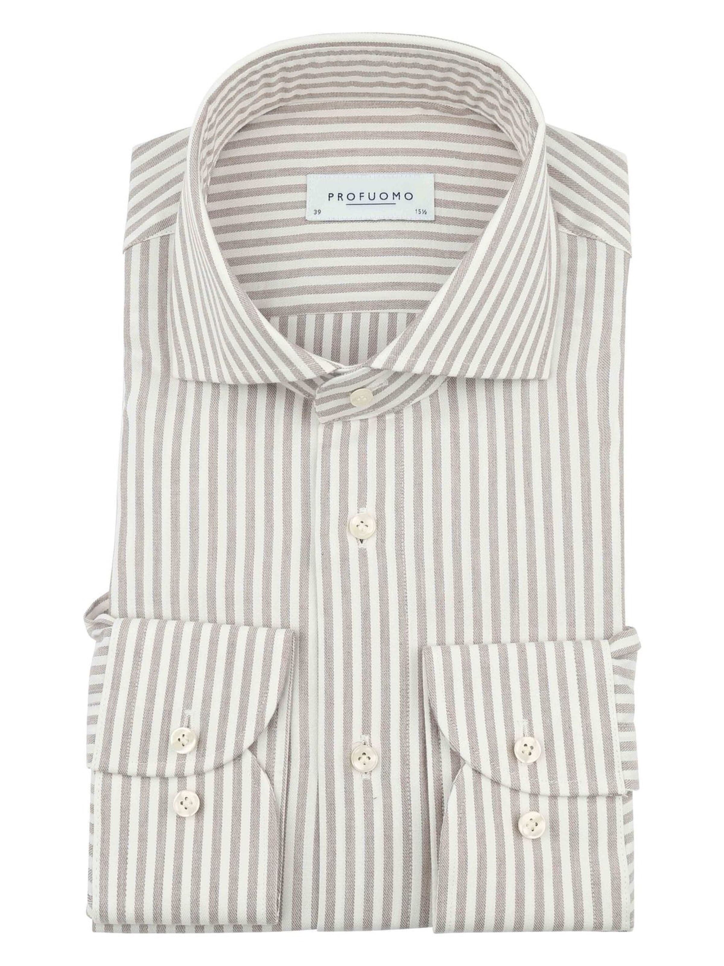 Profuomo Slim Fit Hemd‌ in Beige: Vorderseite
