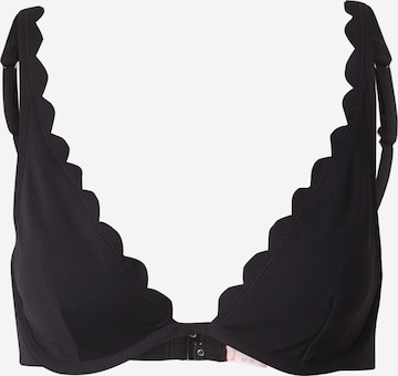 HunkemöllerPush-up Bikini gornji dio 'Scallop' - crna boja: prednji dio