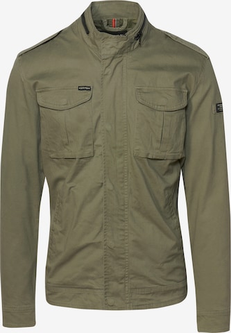 KOROSHI Between-Season Jacket in Green: front