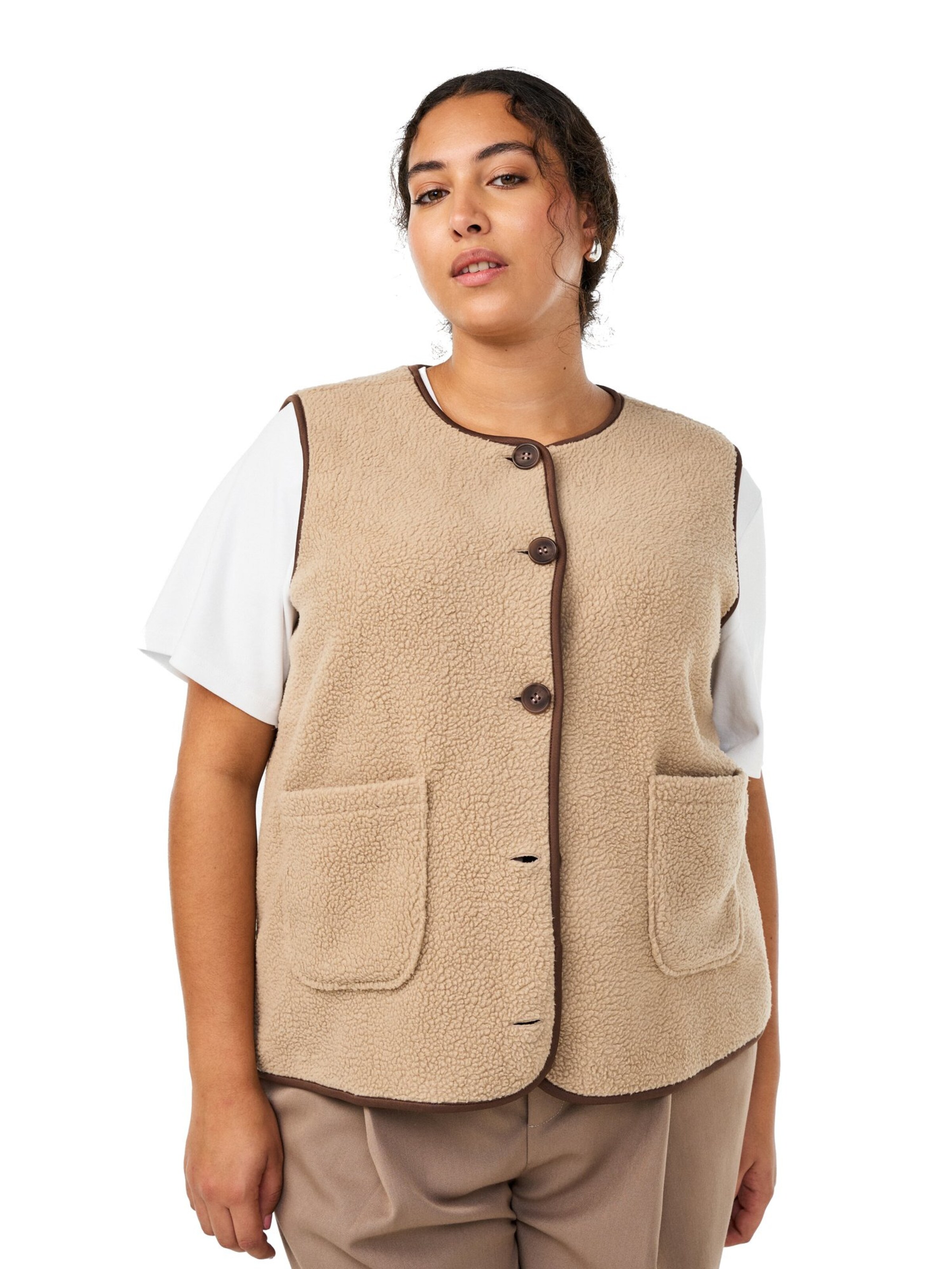 Zizzi Vest 'MTEA' in Beige