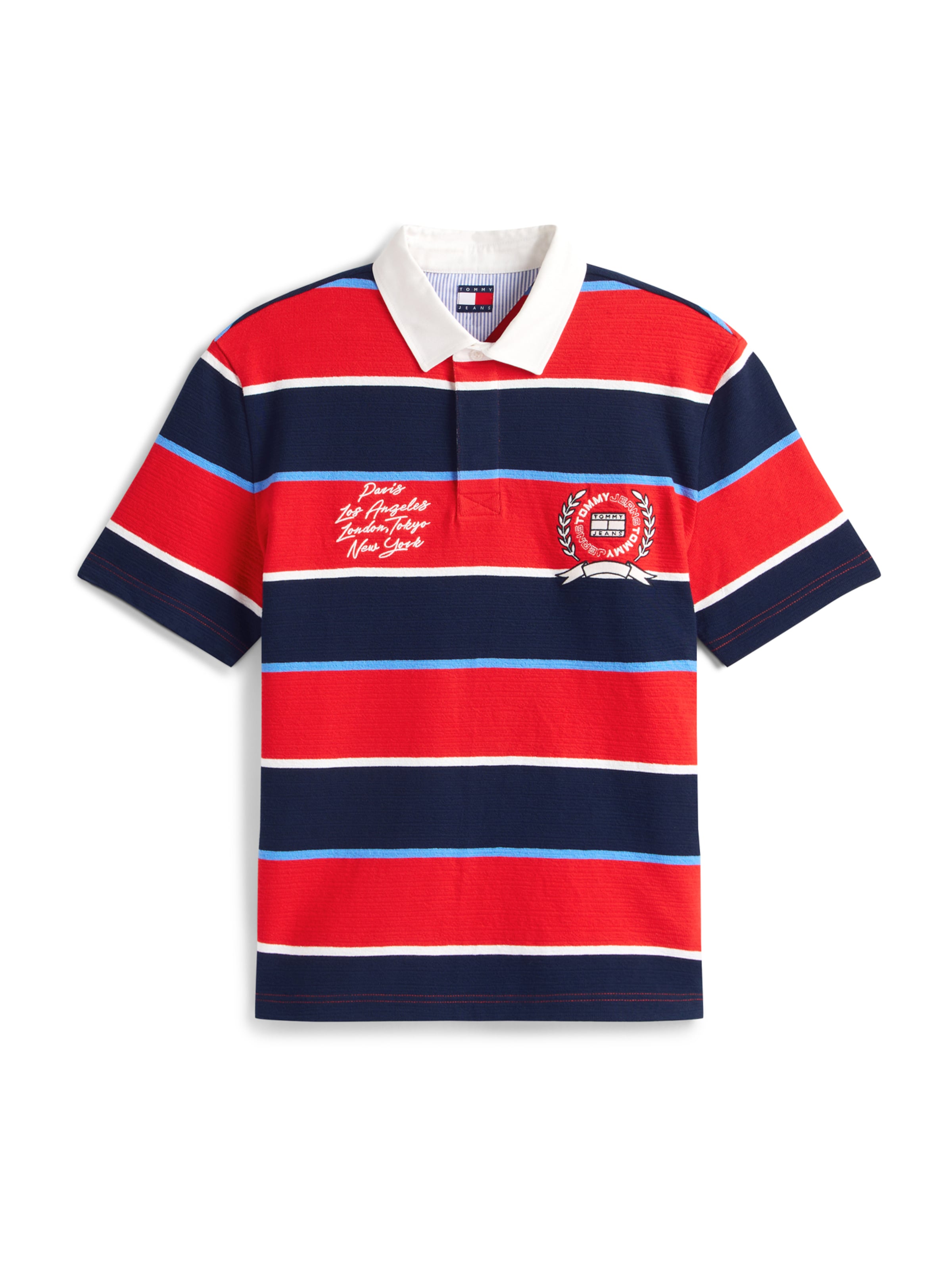 Tricou Tommy Jeans pe bleumarin / azuriu / roșu / alb, Vizualizare produs