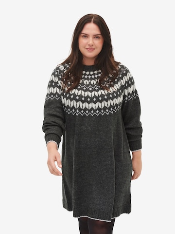 Zizzi Knitted dress in Grey: front